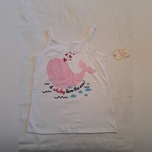 Faded Glory girls size 7 sparkly pink whale tank top, NEW